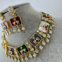 Navratan Fine Kundan Indian Necklace, Inlay work Wedding necklace, Fine kundan jewelry, Pakistani Jewelry, Indian Jewelry, Bridal Jewelry