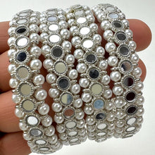 Silver Gold Mirror Pearl Bangles Set(4 Pc)/Indian bangles/Punjabi Pearl Bangles Set/Bridal bangles/wedding jewelry/Mirror Jewelry