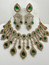 Green Victorian CZ American Diamond Necklace/CZ Stones Necklace/Elegant/Unique Jewelry/Indian/Pakistani/Bollywood/Indian Pakistani Wedding