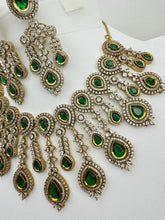 Green Victorian CZ American Diamond Necklace/CZ Stones Necklace/Elegant/Unique Jewelry/Indian/Pakistani/Bollywood/Indian Pakistani Wedding