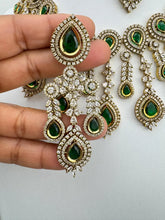 Green Victorian CZ American Diamond Necklace/CZ Stones Necklace/Elegant/Unique Jewelry/Indian/Pakistani/Bollywood/Indian Pakistani Wedding