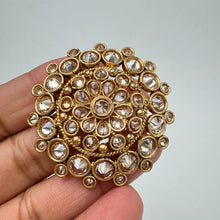 Large Gold plated Polki Ring/Adjustable Ring/Indian Ring/ Pakistani/ Indian Jewelry/Bollywood Jewelry/Indian Wedding jewelry