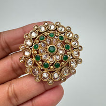 Large Gold plated Polki Ring/Adjustable Ring/Indian Ring/ Pakistani/ Indian Jewelry/Bollywood Jewelry/Indian Wedding jewelry