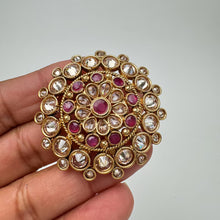 Large Gold plated Polki Ring/Adjustable Ring/Indian Ring/ Pakistani/ Indian Jewelry/Bollywood Jewelry/Indian Wedding jewelry