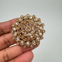 Large Gold plated Polki Ring/Adjustable Ring/Indian Ring/ Pakistani/ Indian Jewelry/Bollywood Jewelry/Indian Wedding jewelry