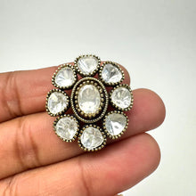 Moissanite Polki Kundan Antique Dull Gold Stud Earrings /Indian Jewelry /Statement Stud Earring/Victorian Stud Earrings/Cz Stud/Diamond Stud