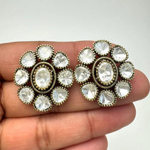 Moissanite Polki Kundan Antique Dull Gold Stud Earrings /Indian Jewelry /Statement Stud Earring/Victorian Stud Earrings/Cz Stud/Diamond Stud
