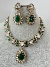 Green Kundan Necklace Set, uncut Kundan Necklace, Indian Pakistani jewelry for wedding, Bridesmaid jewelry, Indian Kundan necklace