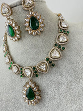 Green Kundan Necklace Set, uncut Kundan Necklace, Indian Pakistani jewelry for wedding, Bridesmaid jewelry, Indian Kundan necklace