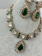 Green Kundan Necklace Set, uncut Kundan Necklace, Indian Pakistani jewelry for wedding, Bridesmaid jewelry, Indian Kundan necklace