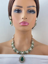 Rama Green Antique Kundan necklace/Uncut Kunan Necklace/Statement necklace/Punjabi Necklace/Pakistani Jewelry/Bridal necklace