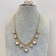 Moissanite Polki Kundan Chain Necklace Set With Gold Plating, Uncut Kundan Necklace, Indian Pakistani wedding Jewelry, Gift For Her