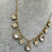 Moissanite Polki Kundan Chain Necklace Set With Gold Plating, Uncut Kundan Necklace, Indian Pakistani wedding Jewelry, Gift For Her
