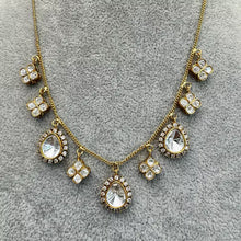 Moissanite Polki Kundan Chain Necklace Set With Gold Plating, Uncut Kundan Necklace, Indian Pakistani wedding Jewelry, Gift For Her