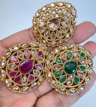 Large Gold plated Polki Ring/Adjustable Ring/Indian Ring/ Pakistani/ Indian Jewelry/Bollywood Jewelry/Indian Wedding jewelry