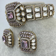 Pink Victorian Polki Kundan CZ Necklace Choker/Designer Bollywood Jewelry/Statement Bridal jewelry/Indian Wedding/Pakistani/Punjabi Jewelry
