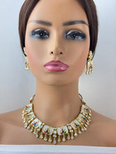 Navratan Fine Kundan Indian Necklace, Inlay work Wedding necklace, Fine kundan jewelry, Pakistani Jewelry, Indian Jewelry, Bridal Jewelry