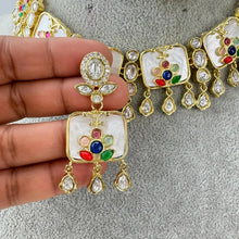 Navratan Fine Kundan Indian Necklace, Inlay work Wedding necklace, Fine kundan jewelry, Pakistani Jewelry, Indian Jewelry, Bridal Jewelry