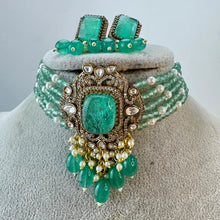 Mint Green Doublet Victorian Moissanite Polki CZ Diamond Choker/Kundan Necklace/Traditional /Pakistani/Punjabi/Indian Bridal/Indian wedding