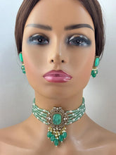 Mint Green Doublet Victorian Moissanite Polki CZ Diamond Choker/Kundan Necklace/Traditional /Pakistani/Punjabi/Indian Bridal/Indian wedding