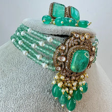 Mint Green Doublet Victorian Moissanite Polki CZ Diamond Choker/Kundan Necklace/Traditional /Pakistani/Punjabi/Indian Bridal/Indian wedding