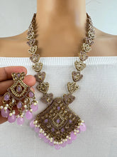 Lavender Long Antique Polki Necklace/Indian Long Necklace/Pakistani Necklace\ Mala/Indian Jewelry/Punjabi Jewelry/Indian Wedding/Rani Haar