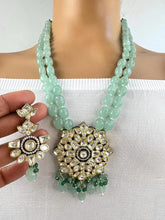Mint Victorian uncut Polki Kundan Necklace/Indian Long Necklace/Statement Necklace/Long Mala/Semi Precious Necklace/Rani Haar/Pakistani