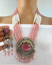 Pink Victorian Polki Kundan Necklace/Indian Long Necklace/Statement Necklace/Long Mala/Semi Precious Necklace/Rani Haar/Pakistani jewelry