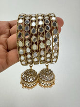 ANTIQUE Dull Gold Mirror Pearl Bangles Set/Punjabi Mirror chuda bangles set/Bridal bangles/Statement bangles/Indian Wedding /Chuda Set 6pcs