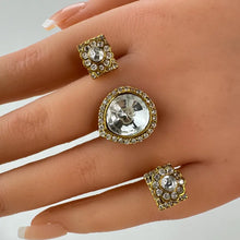 Fine Victorian Moissanite Polki Ring/Two Finger Adjustable Ring/Statement Finger Ring, Indian Jewelry/Double Finger Ring, Cocktail Ring