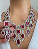 Ruby CZ diamond necklace, American Diamond wedding necklace, Cz jewelry, Indian, Pakistani, Punjabi wedding jewelry, Bridal necklace