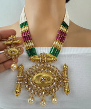 RubyGreen Long gold plated Polki mala Necklace/Indian Long Necklace/Pakistani Jewelry/Necklace Mala/Indian Wedding/Rani Haar