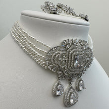 White Pearl American Diamond Choker necklace/Delicate CZ Stones Necklace/Unique Jewelry/Indian/Pakistani/Bollywood/Indian Wedding/Bridal