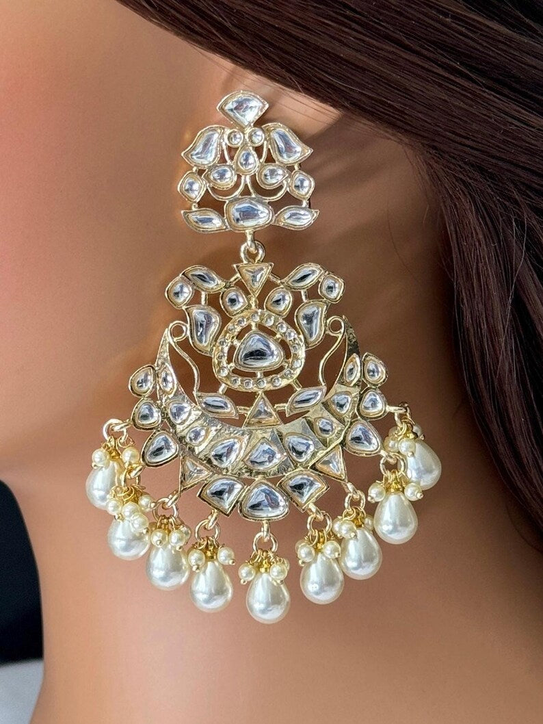 Bollywood Kundan long earrings indian earrings