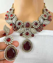 Maroon Red Victorian Polki Kundan Necklace,Sabyasachi Necklace,Statement Necklace, Semi Precious Necklace, Designer Necklace, Indian wedding