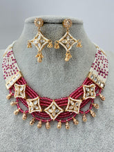 Ruby Gold Fine Kundan Pearl Necklace, Indian Jewelry, Indian wedding necklace, bridal jewelry, Punjabi Pakistani south Indian necklace