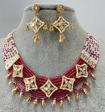 Ruby Gold Fine Kundan Pearl Necklace, Indian Jewelry, Indian wedding necklace, bridal jewelry, Punjabi Pakistani south Indian necklace