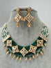 Green Gold Fine Kundan Pearl Necklace, Indian Jewelry, Indian wedding necklace, bridal jewelry, Punjabi Pakistani south Indian necklace