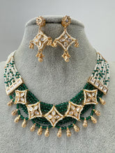 Green Gold Fine Kundan Pearl Necklace, Indian Jewelry, Indian wedding necklace, bridal jewelry, Punjabi Pakistani south Indian necklace