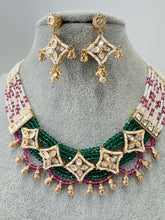 RubyGreen Gold Fine Kundan Pearl Necklace, Indian Jewelry, Indian wedding necklace, bridal jewelry, Punjabi Pakistani south Indian necklace