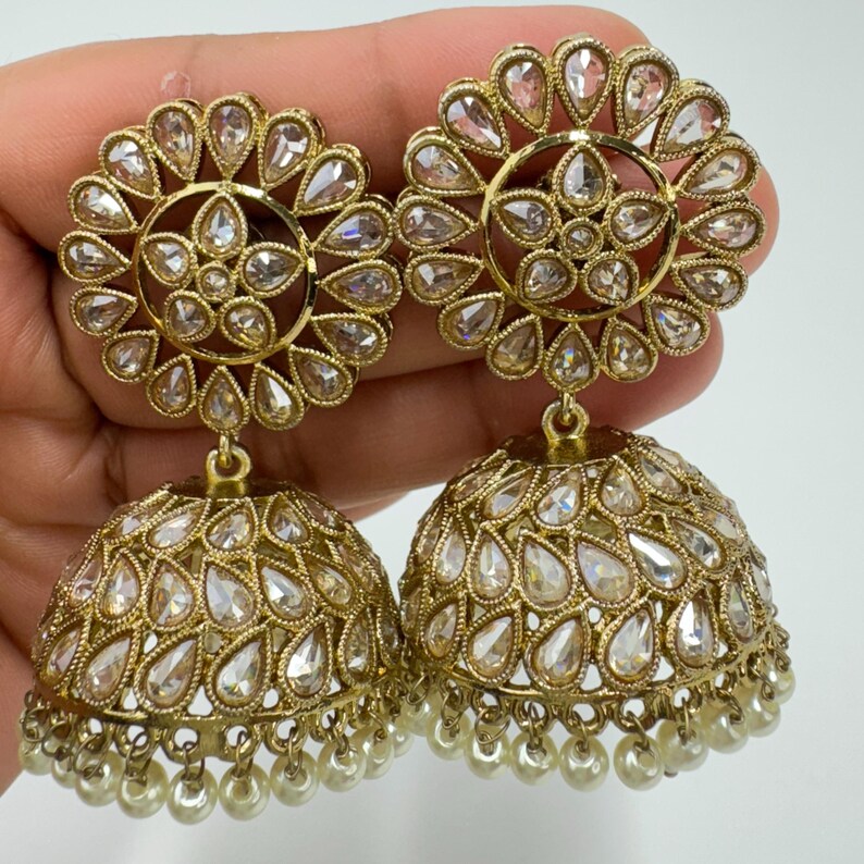 Antique Polki kundan Jhumka/stone Jhumka/Indian Jewelry/Pakistani Jewelry/Punjabi Jewelry/Statement earrings/Bridal earring/Indian wedding