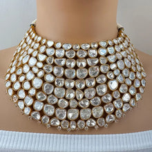 White Bridal Mossinate Polki Kundan Victorian Necklace, Sabyasachi Necklace, Wedding necklace, Semi Precious Jewelry, Bollywood Celebrity