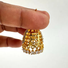 Cubic Zirconia Jhumki With 2 Tone Plating, CZ diamond Jhumka/CZ Indian Jhumka/Pakistani Jewelry/Indian wedding/Gift for her