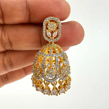 Cubic Zirconia Jhumki With 2 Tone Plating, CZ diamond Jhumka/CZ Indian Jhumka/Pakistani Jewelry/Indian wedding/Gift for her