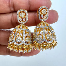 Cubic Zirconia Jhumki With 2 Tone Plating, CZ diamond Jhumka/CZ Indian Jhumka/Pakistani Jewelry/Indian wedding/Gift for her