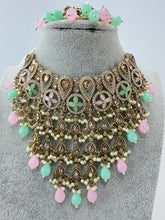 MintPink Pearl Polki Kundan necklace set/Statement necklace Set/Indian Jewelry/Pakistani Jewelry set/Wedding necklace/Bridal necklace