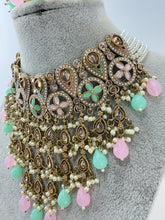 MintPink Pearl Polki Kundan necklace set/Statement necklace Set/Indian Jewelry/Pakistani Jewelry set/Wedding necklace/Bridal necklace