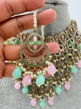 MintPink Pearl Polki Kundan necklace set/Statement necklace Set/Indian Jewelry/Pakistani Jewelry set/Wedding necklace/Bridal necklace