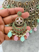 MintPink Pearl Polki Kundan necklace set/Statement necklace Set/Indian Jewelry/Pakistani Jewelry set/Wedding necklace/Bridal necklace