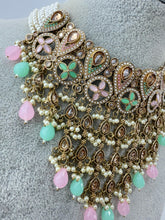 MintPink Pearl Polki Kundan necklace set/Statement necklace Set/Indian Jewelry/Pakistani Jewelry set/Wedding necklace/Bridal necklace